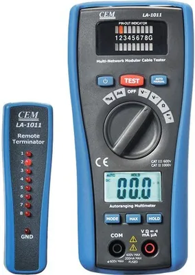 CEM LA-1011 - Tester káblov LAN tester do 300 m + multimeter
