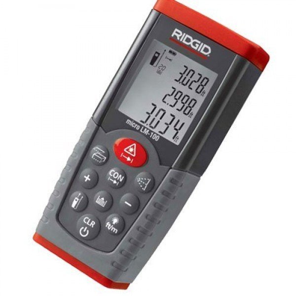 RIDGID micro LM-100 laserový dálkoměr s LCD displejem a měřícím tlačítkem