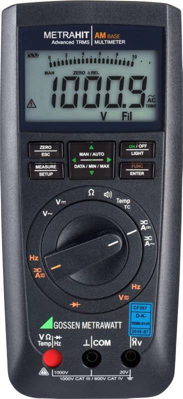 Gossen Metrawatt METRAHit AM BASE digitálny multimeter s modrým podsvietením displeja a bezpečnostnými meracími káblov