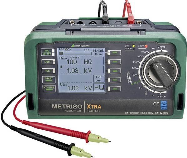 Gossen Metrawatt METRISO XTRA měřič izolačního odporu s displejem a měřicími kabely