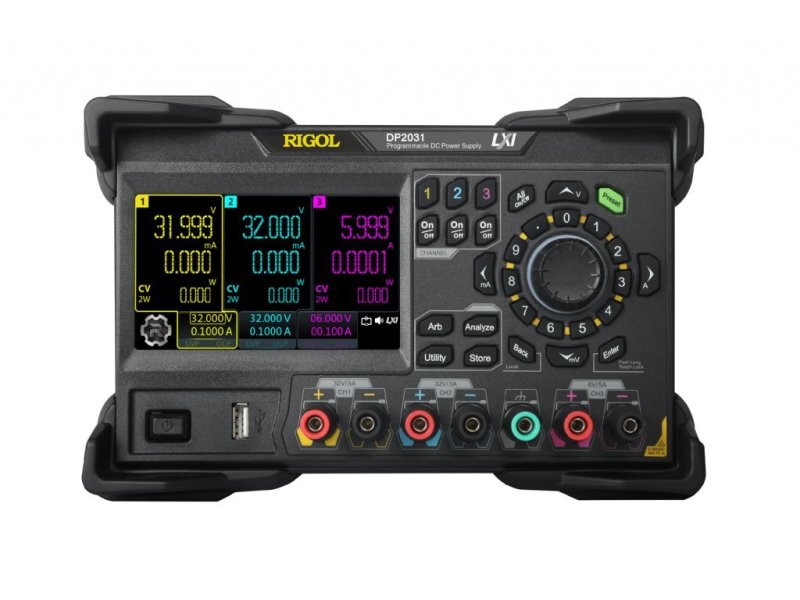 RIGOL DP2031 jednosmerný napájací zdroj s 3 izolovanými kanálmi, 4,3" farebným dotykovým displejom LCD, MAX. 222 W